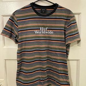 HUF Worldwide Striped T-shirt Size S